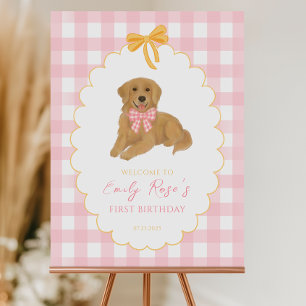 Golden Retriever One Golden Year Birthday Welcome Foam Board