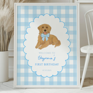 Golden Retriever One Golden Year Birthday Welcome Poster