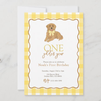 Golden Retriever One Golden Year First Birthday Invitation