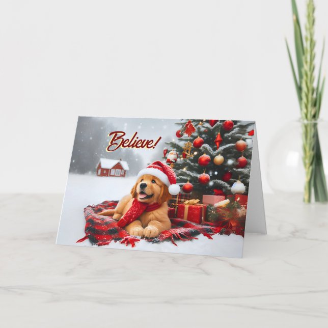 Golden Retriever Outside Christmas Card (Front)