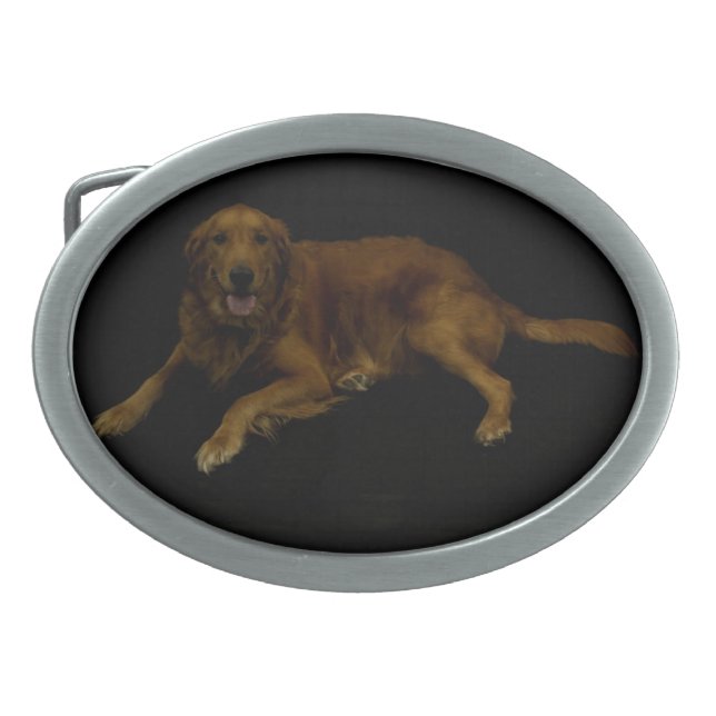 Golden Retriever Oval Belt Buckle (Front)