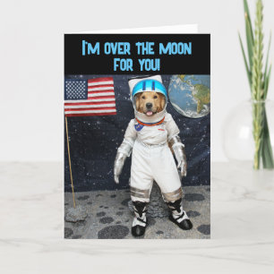 Golden Retriever Over the Moon Anniversary Card
