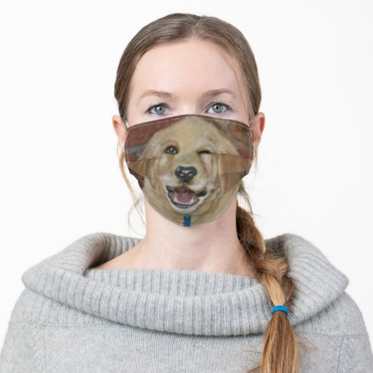 Golden Retriever painting Adult Cloth Face Mask (Worn)