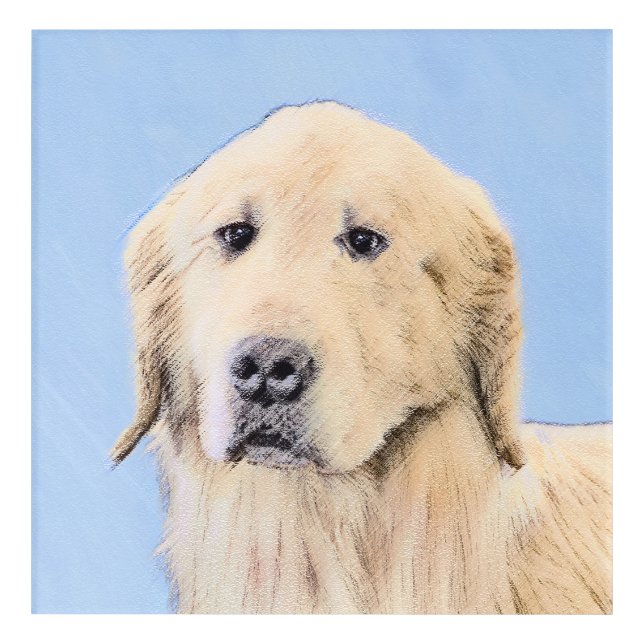 Golden Retriever Painting - Cute Original Dog Art (Front)