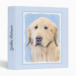 Golden Retriever Painting - Cute Original Dog Art 3 Ring Binder