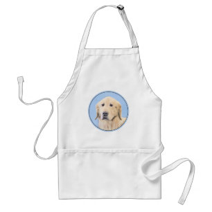 Golden Retriever Painting - Cute Original Dog Art Adult Apron