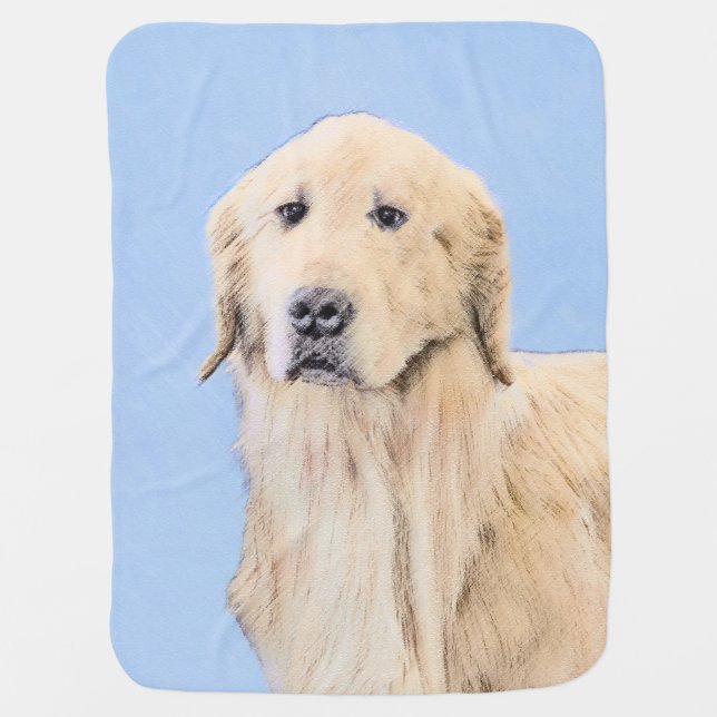 Golden Retriever Painting - Cute Original Dog Art Baby Blanket (Front)