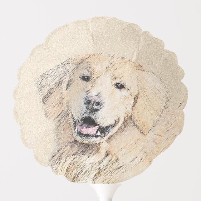 Golden Retriever Painting - Cute Original Dog Art Balloon (Front)