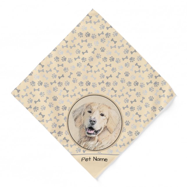 Golden Retriever Painting Cute Original Dog Art Bandana (Front)