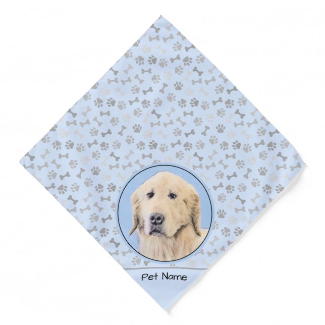 Golden Retriever Painting Cute Original Dog Art Bandana (Front)