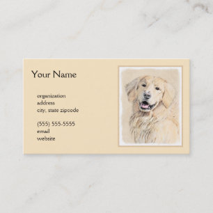 Golden Retriever Painting - Cute Original Dog Art Business Card