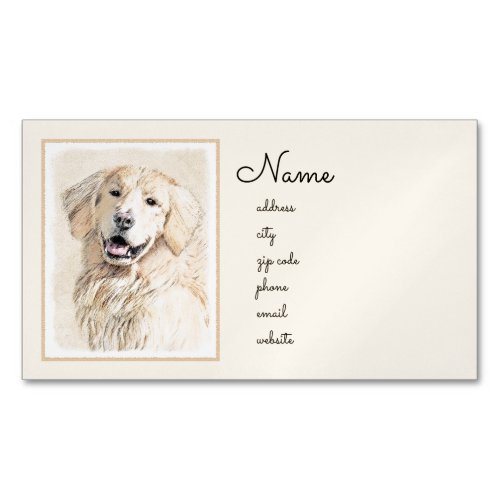 Golden Retriever Painting _ Cute Original Dog Art Business Card Magnet