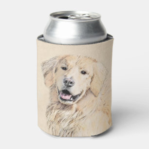Golden Retriever Painting - Cute Original Dog Art Can Cooler