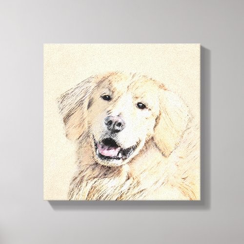 Golden Retriever Painting _ Cute Original Dog Art Canvas Print