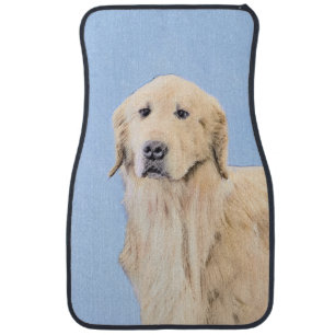Golden Retriever Painting - Cute Original Dog Art Car Floor Mat