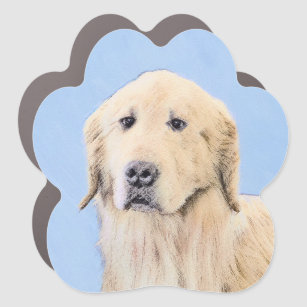 Golden Retriever Painting - Cute Original Dog Art Car Magnet