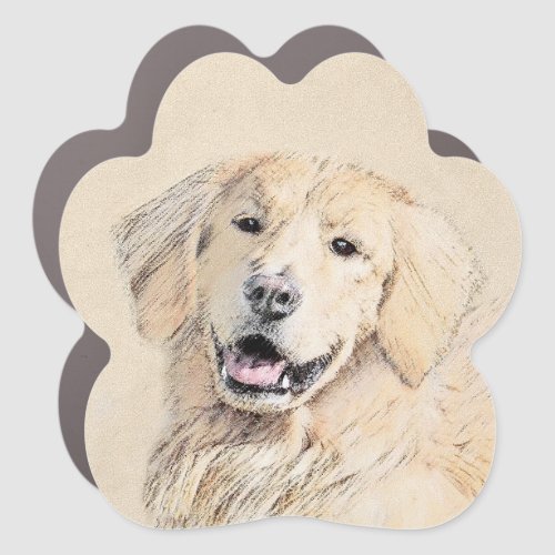 Golden Retriever Painting _ Cute Original Dog Art Car Magnet