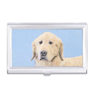 Golden Retriever Painting - Cute Original Dog Art Case For Business Cards