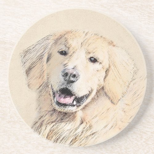 Golden Retriever Painting _ Cute Original Dog Art Coaster