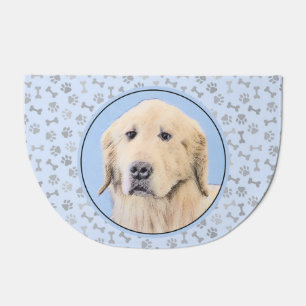 Golden Retriever Painting - Cute Original Dog Art Doormat