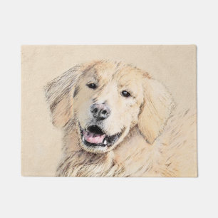 Golden Retriever Painting - Cute Original Dog Art Doormat