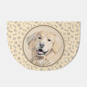 Golden Retriever Painting - Cute Original Dog Art Doormat