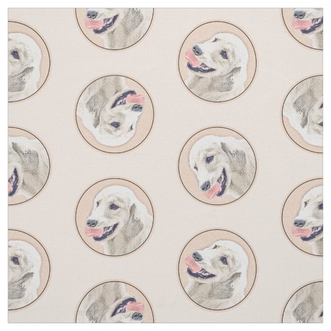 Golden Retriever Painting Cute Original Dog Art Fabric (Swatch)