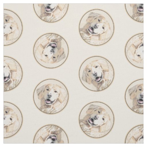 Golden Retriever Painting Cute Original Dog Art Fabric