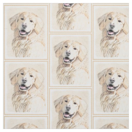 Golden Retriever Painting - Cute Original Dog Art Fabric