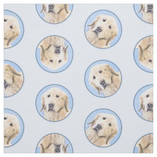 Golden Retriever Painting Cute Original Dog Art Fabric