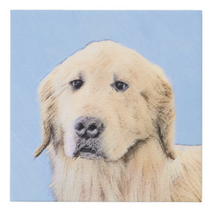 Golden Retriever Painting - Cute Original Dog Art Faux Canvas Print