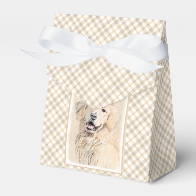 Golden Retriever Painting - Cute Original Dog Art Favor Boxes (Front Side)