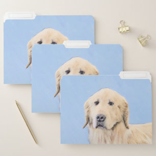 Golden Retriever Painting - Cute Original Dog Art File Folder