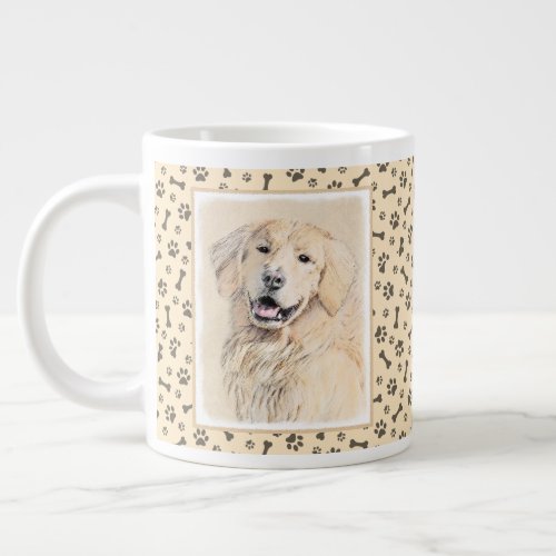 Golden Retriever Painting _ Cute Original Dog Art Giant Coffee Mug