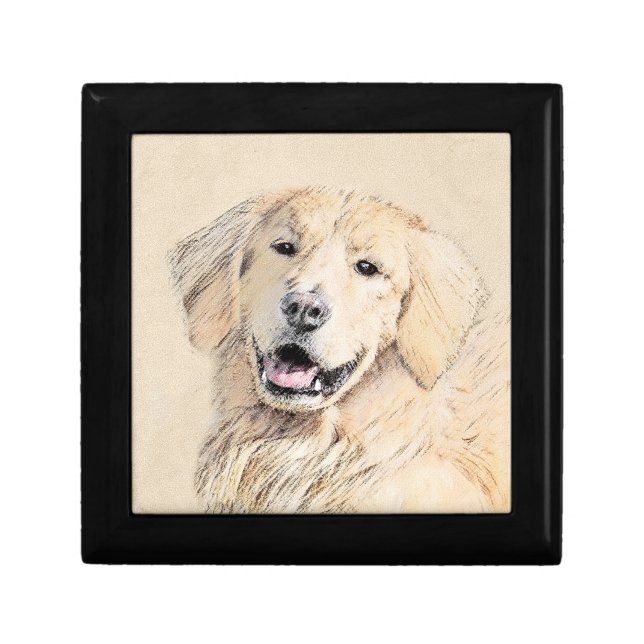 Golden Retriever Painting - Cute Original Dog Art Gift Box (Front)