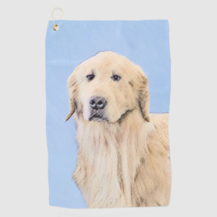 Golden Retriever Painting - Cute Original Dog Art Golf Towel