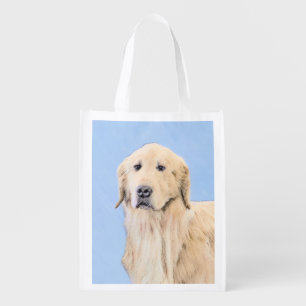 Golden Retriever Painting - Cute Original Dog Art Grocery Bag