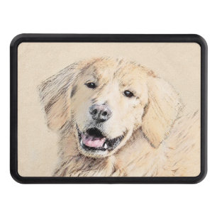 Golden Retriever Painting - Cute Original Dog Art Hitch Cover