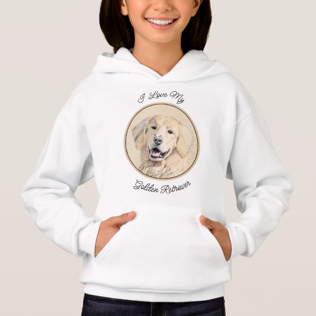 Golden Retriever Painting - Cute Original Dog Art Hoodie (Front)