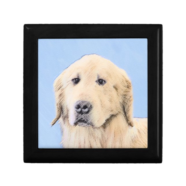 Golden Retriever Painting - Cute Original Dog Art Jewelry Box (Front)