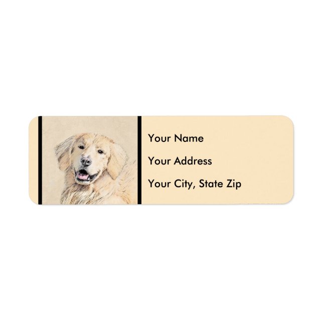 Golden Retriever Painting - Cute Original Dog Art Label (Front)