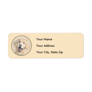 Golden Retriever Painting - Cute Original Dog Art Label