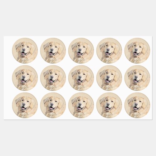 Golden Retriever Painting _ Cute Original Dog Art Labels