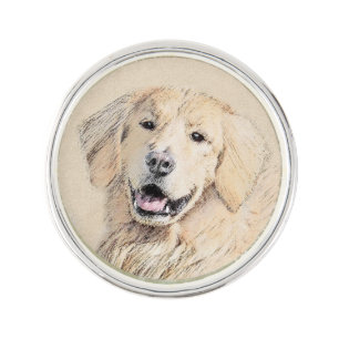 Golden Retriever Painting - Cute Original Dog Art Lapel Pin