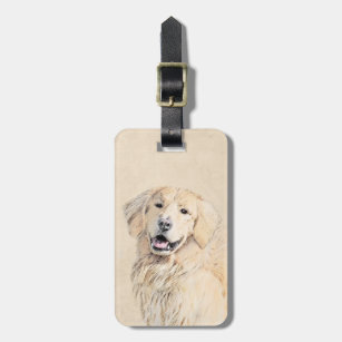 Golden Retriever Painting - Cute Original Dog Art Luggage Tag