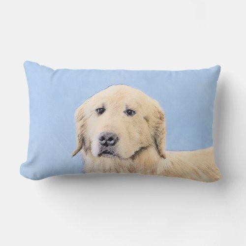 Golden Retriever Painting _ Cute Original Dog Art Lumbar Pillow