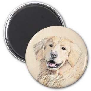 Golden Retriever Painting - Cute Original Dog Art Magnet