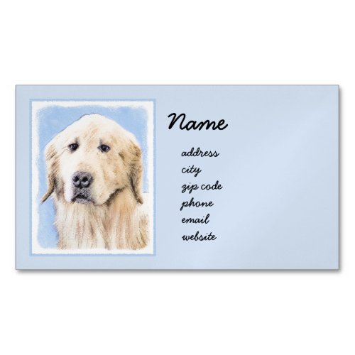 Golden Retriever Painting _ Cute Original Dog Art Magnetic Business Card