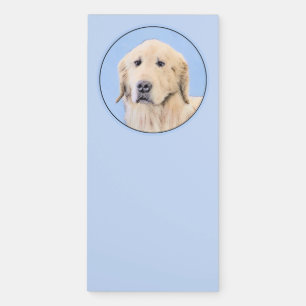 Golden Retriever Painting - Cute Original Dog Art Magnetic Notepad