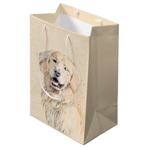 Golden Retriever Painting _ Cute Original Dog Art Medium Gift Bag